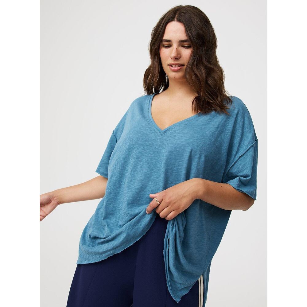 Torrid Top 0X Blue Relaxed Fit Oversized Heritage Slub Tee 100% Cotton